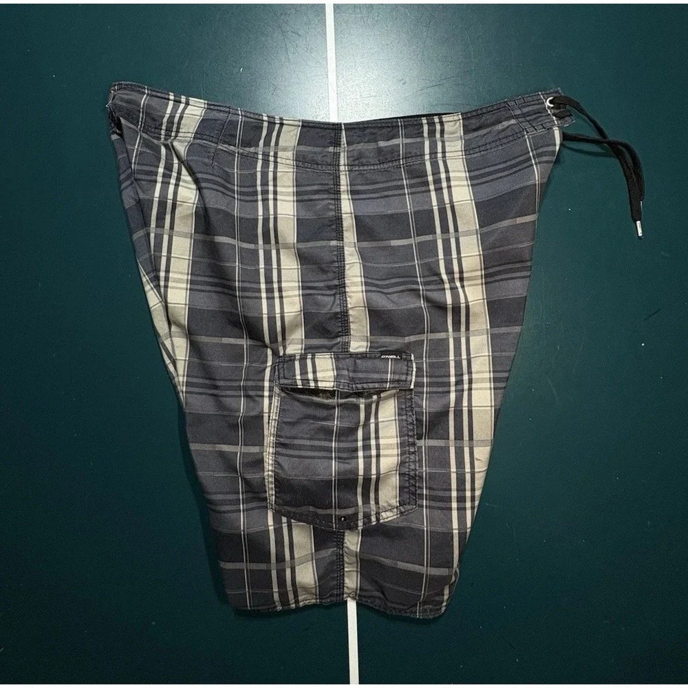 Y2K O'Neill Santa Cruz Plaid Board Shorts Swim Trunks Men's Size 40 Suit Beach‎